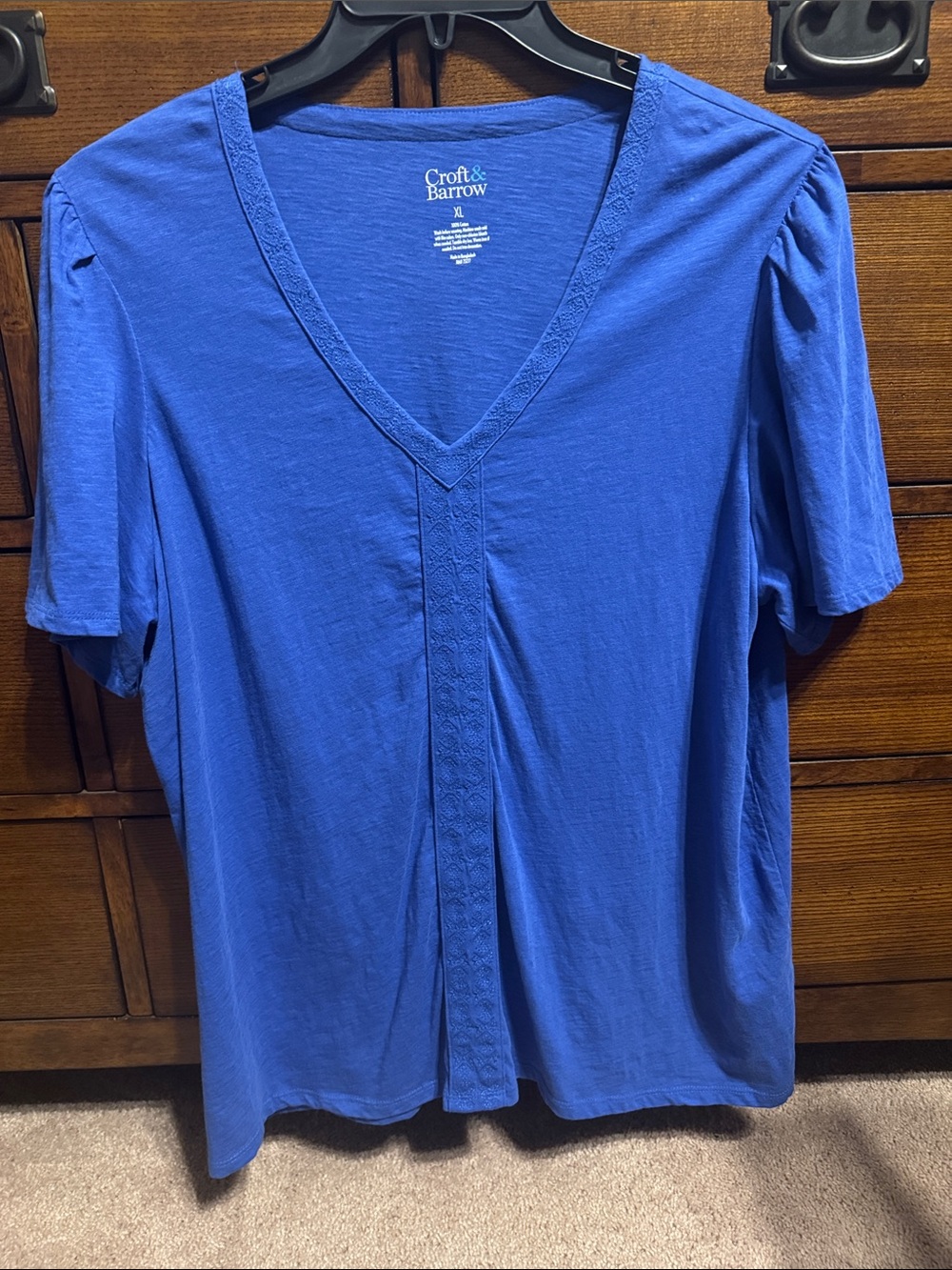 croft & barrow Royal Blue V-Neck Short Sleeve Top